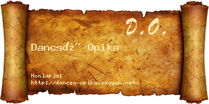 Dancsó Opika névjegykártya